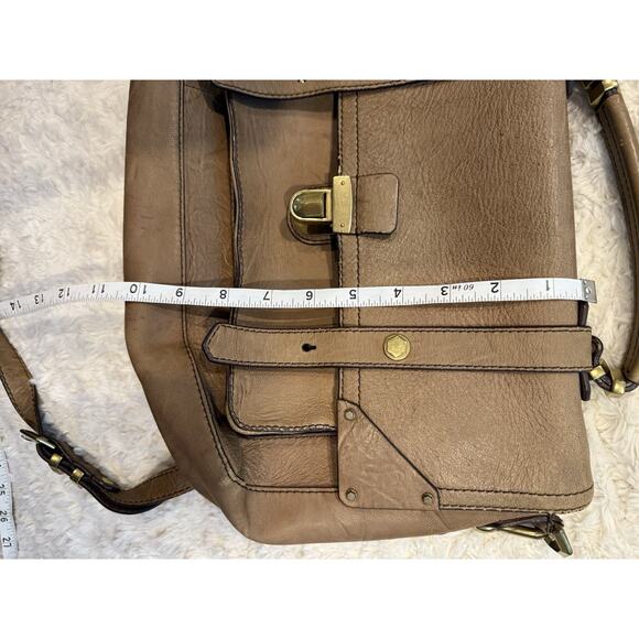 orYANY Brown Leather Pushlock Briefcase Messenger Crossbody Bag - Picture 9 of 10
